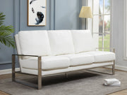 Jefferson 3-Seater Velvet/Leather Full Size Sofa in Stainless Steel - Elax Furniture