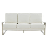 Jefferson 3-Seater Velvet/Leather Full Size Sofa in Stainless Steel - Elax Furniture