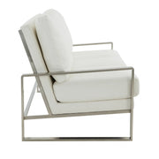 Jefferson 3-Seater Velvet/Leather Full Size Sofa in Stainless Steel - Elax Furniture