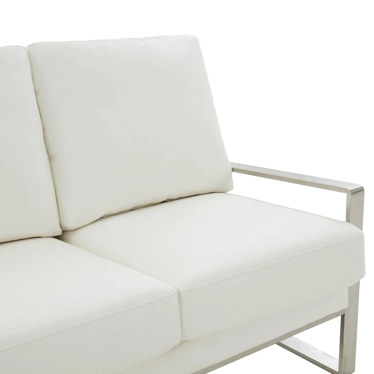 Jefferson 3-Seater Velvet/Leather Full Size Sofa in Stainless Steel - Elax Furniture