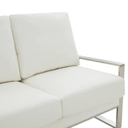 Jefferson 3-Seater Velvet/Leather Full Size Sofa in Stainless Steel - Elax Furniture