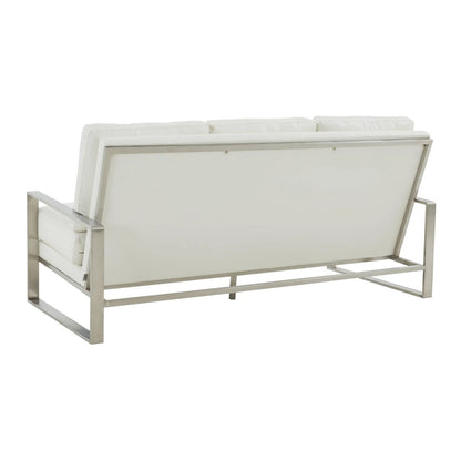 Jefferson 3-Seater Velvet/Leather Full Size Sofa in Stainless Steel - Elax Furniture