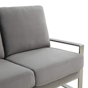 Jefferson 3-Seater Sofa Upholstered in Velvet/Leather with Gold/Silver Steel Base Velvet Silver Light Grey Sofa Leisuremod