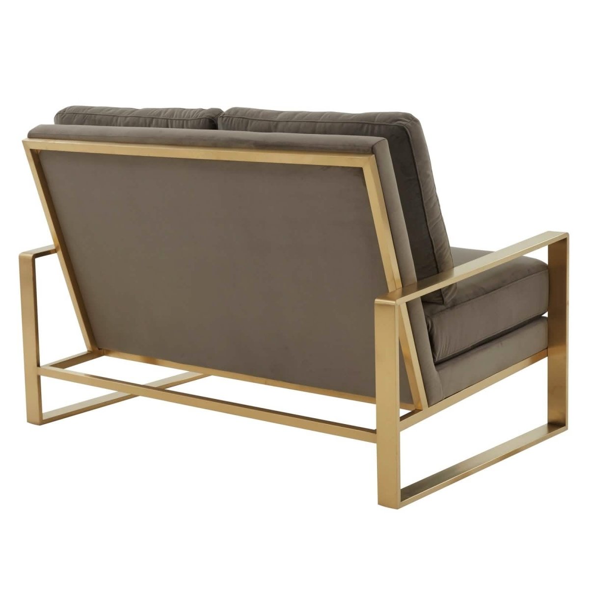 Jefferson Contemporary Velvet/Leather Loveseat with Stainless Steel Frame Velvet Gold Orange Sofa Leisuremod