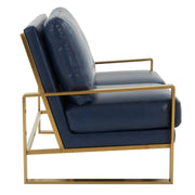 Jefferson Contemporary Velvet/Leather Loveseat with Stainless Steel Frame Leather Gold Grey Sofa Leisuremod