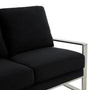 Jefferson Contemporary Velvet/Leather Loveseat with Stainless Steel Frame Velvet Silver Beige Sofa Leisuremod
