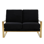 Jefferson Contemporary Velvet/Leather Loveseat with Stainless Steel Frame Velvet Silver Orange Sofa Leisuremod