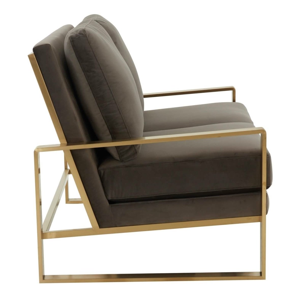 Jefferson Contemporary Velvet/Leather Loveseat with Stainless Steel Frame Velvet Gold Orange Sofa Leisuremod