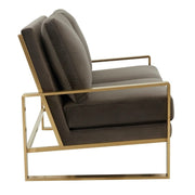 Jefferson Contemporary Velvet/Leather Loveseat with Stainless Steel Frame Velvet Gold Orange Sofa Leisuremod