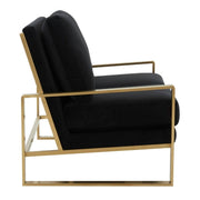 Jefferson Contemporary Velvet/Leather Loveseat with Stainless Steel Frame Velvet Gold Orange Sofa Leisuremod