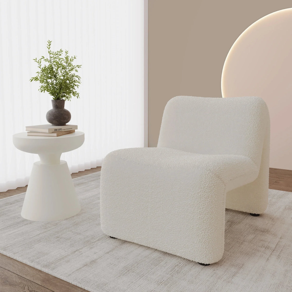 Klyx Accent Chair Upholstered in Boucle/Velvet Padded Seat and Back with Iron Frame - Elax Furniture