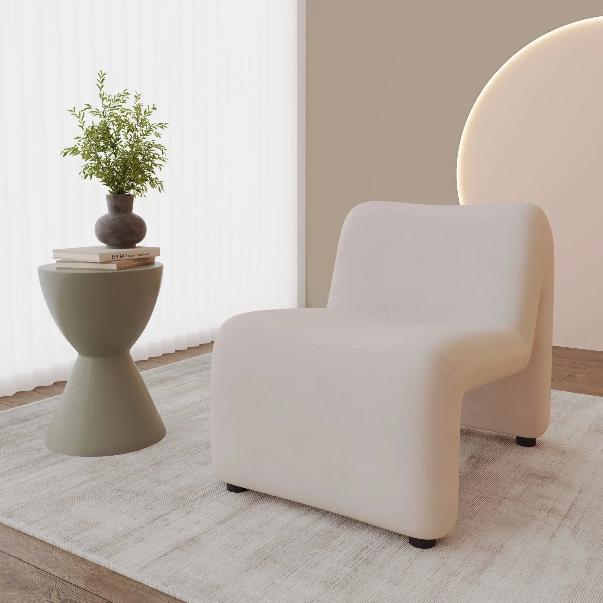 Klyx Accent Chair Upholstered in Boucle/Velvet Padded Seat and Back with Iron Frame - Elax Furniture