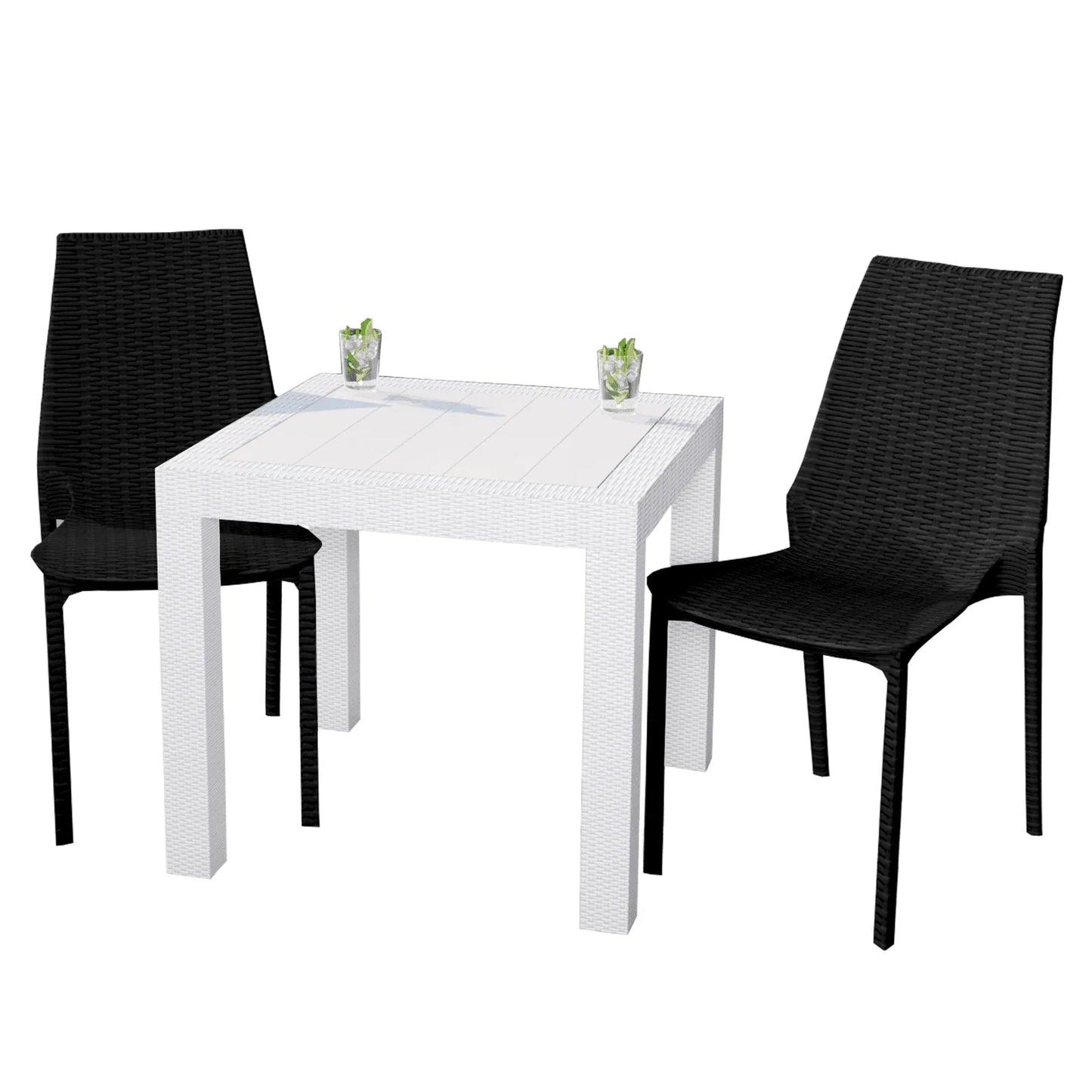 Kent Mid-Century Modern Weave Design 3-Piece Outdoor Patio Dining Set - Elax Furniture