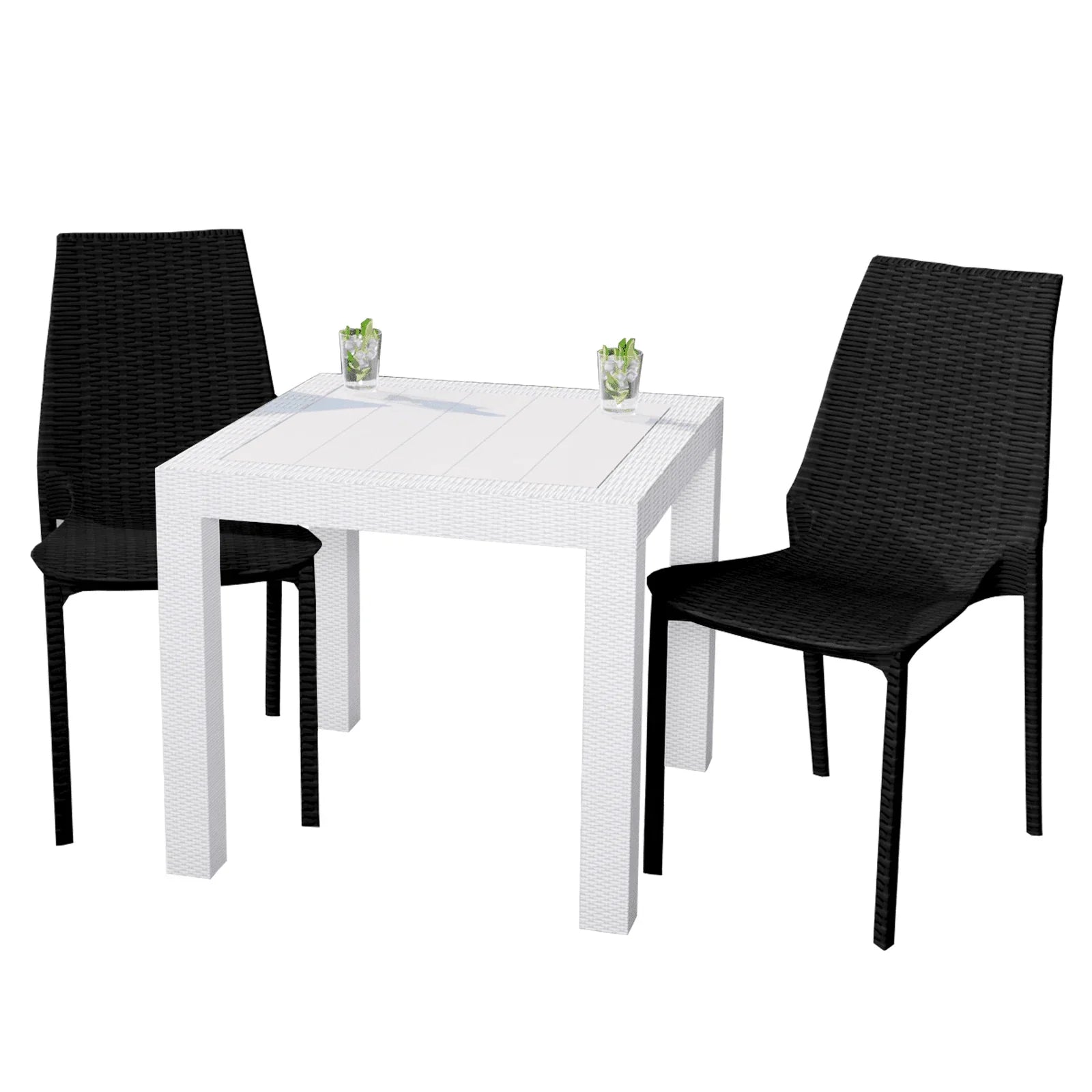 Kent Mid-Century Modern Weave Design 3-Piece Outdoor Patio Dining Set - Elax Furniture