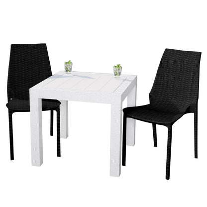 Kent Mid-Century Modern Weave Design 3-Piece Outdoor Patio Dining Set - Elax Furniture
