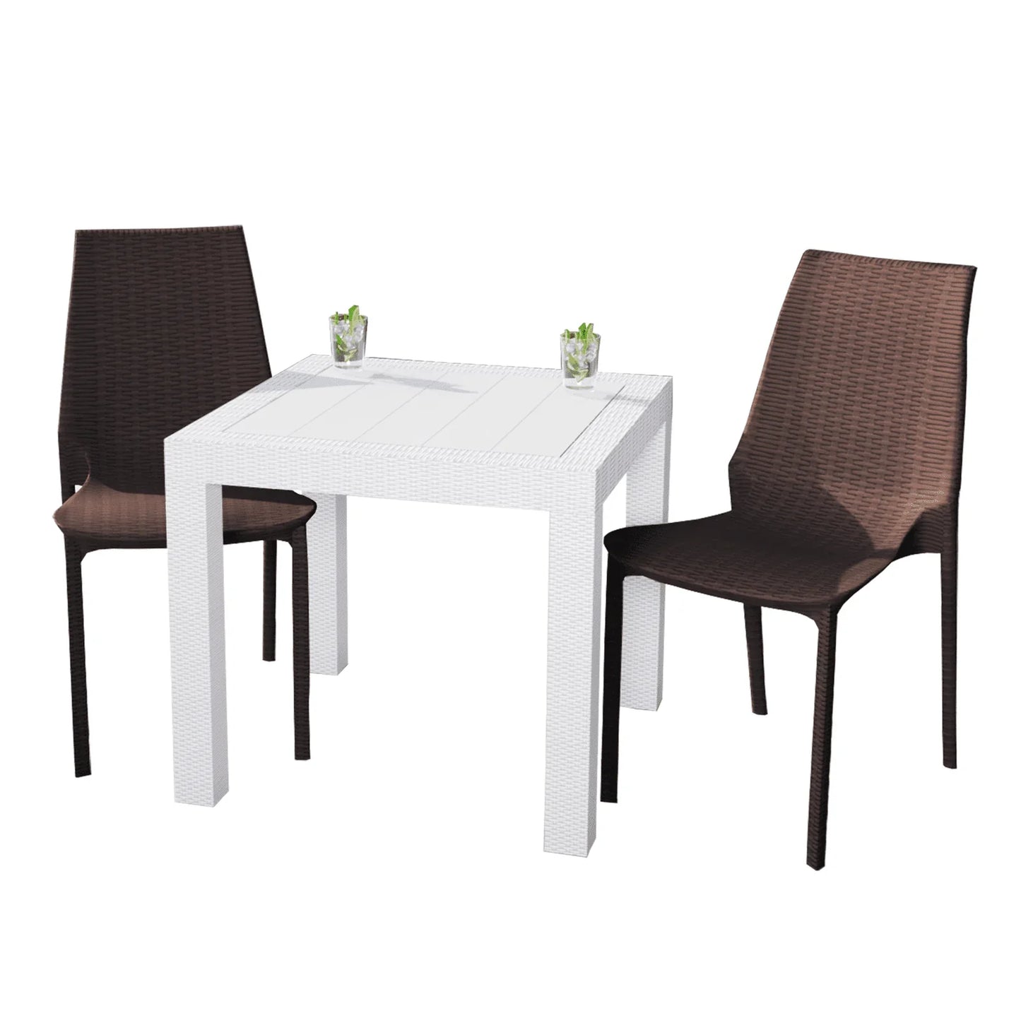 Kent Mid-Century Modern Weave Design 3-Piece Outdoor Patio Dining Set - Elax Furniture