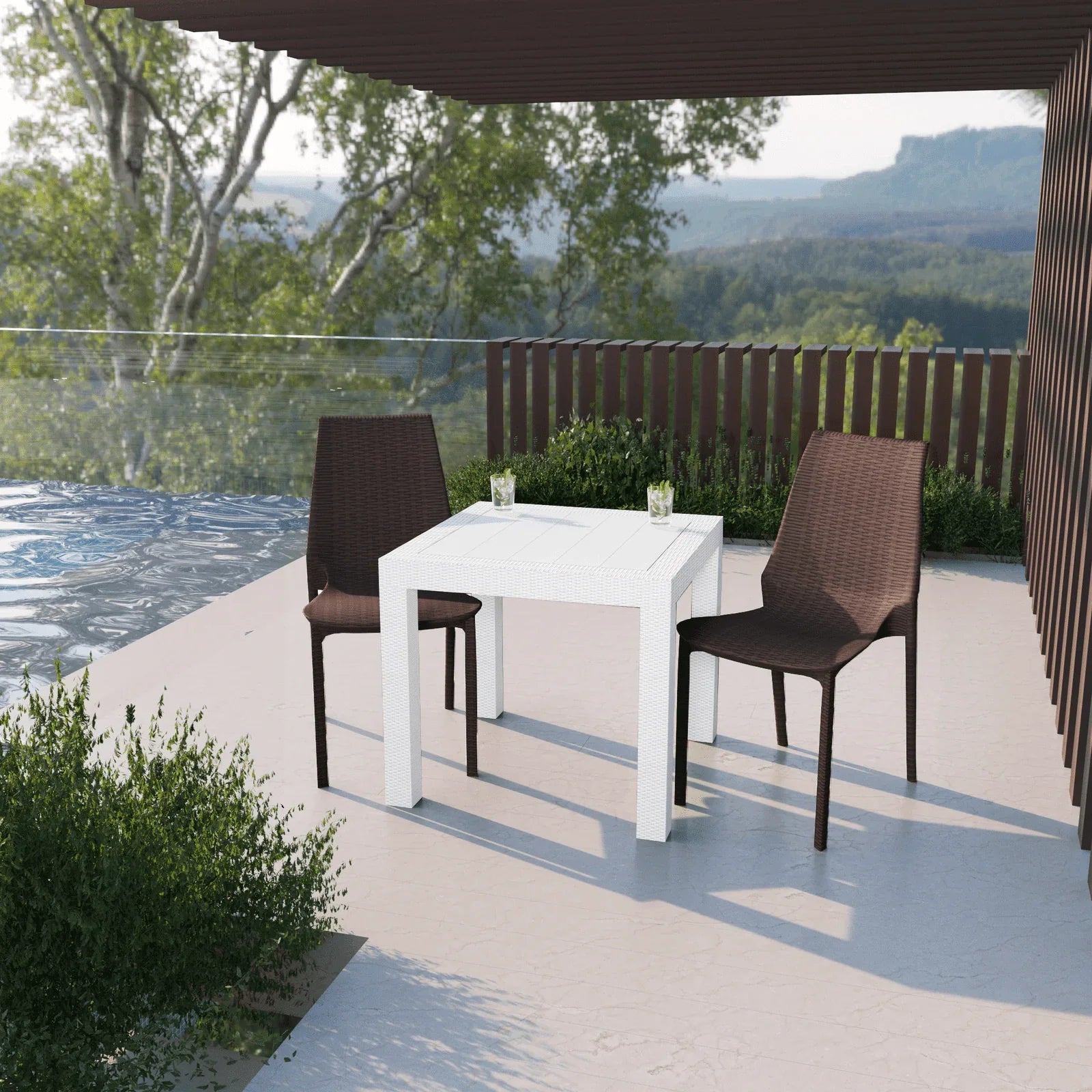 Kent Mid-Century Modern Weave Design 3-Piece Outdoor Patio Dining Set - Elax Furniture