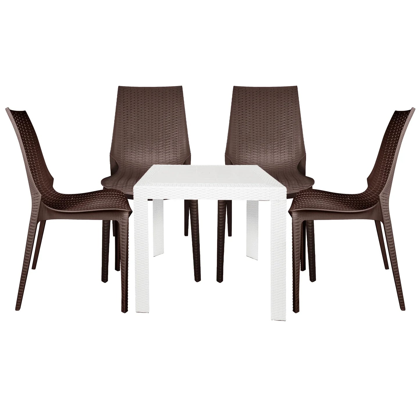 Kent Mid-Century Modern Weave Design 5-Piece Outdoor Patio Dining Set - Elax Furniture
