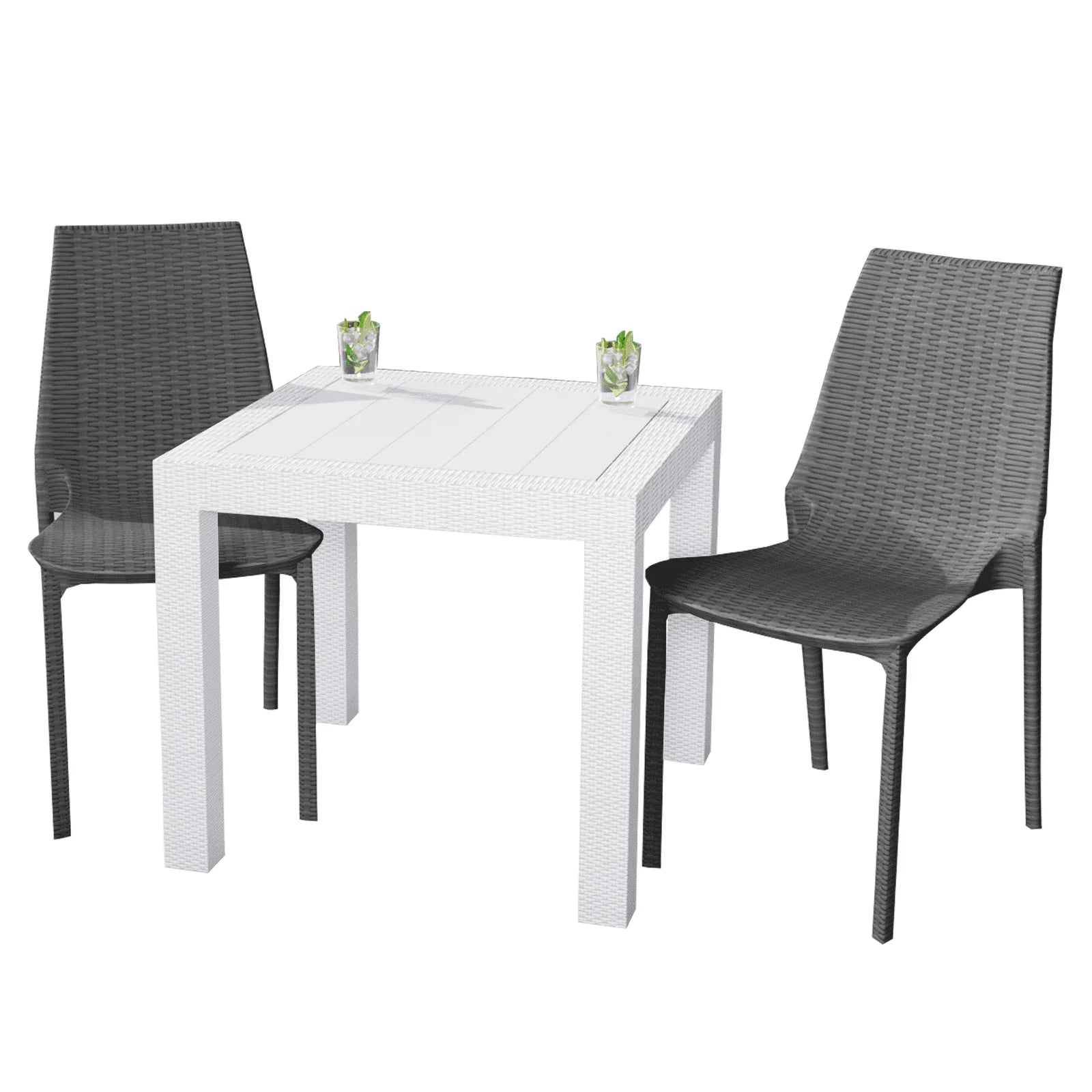 Kent Mid-Century Modern Weave Design 3-Piece Outdoor Patio Dining Set - Elax Furniture