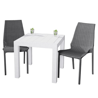 Kent Mid-Century Modern Weave Design 3-Piece Outdoor Patio Dining Set - Elax Furniture