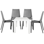 Kent Mid-Century Modern Weave Design 5-Piece Outdoor Patio Dining Set - Elax Furniture