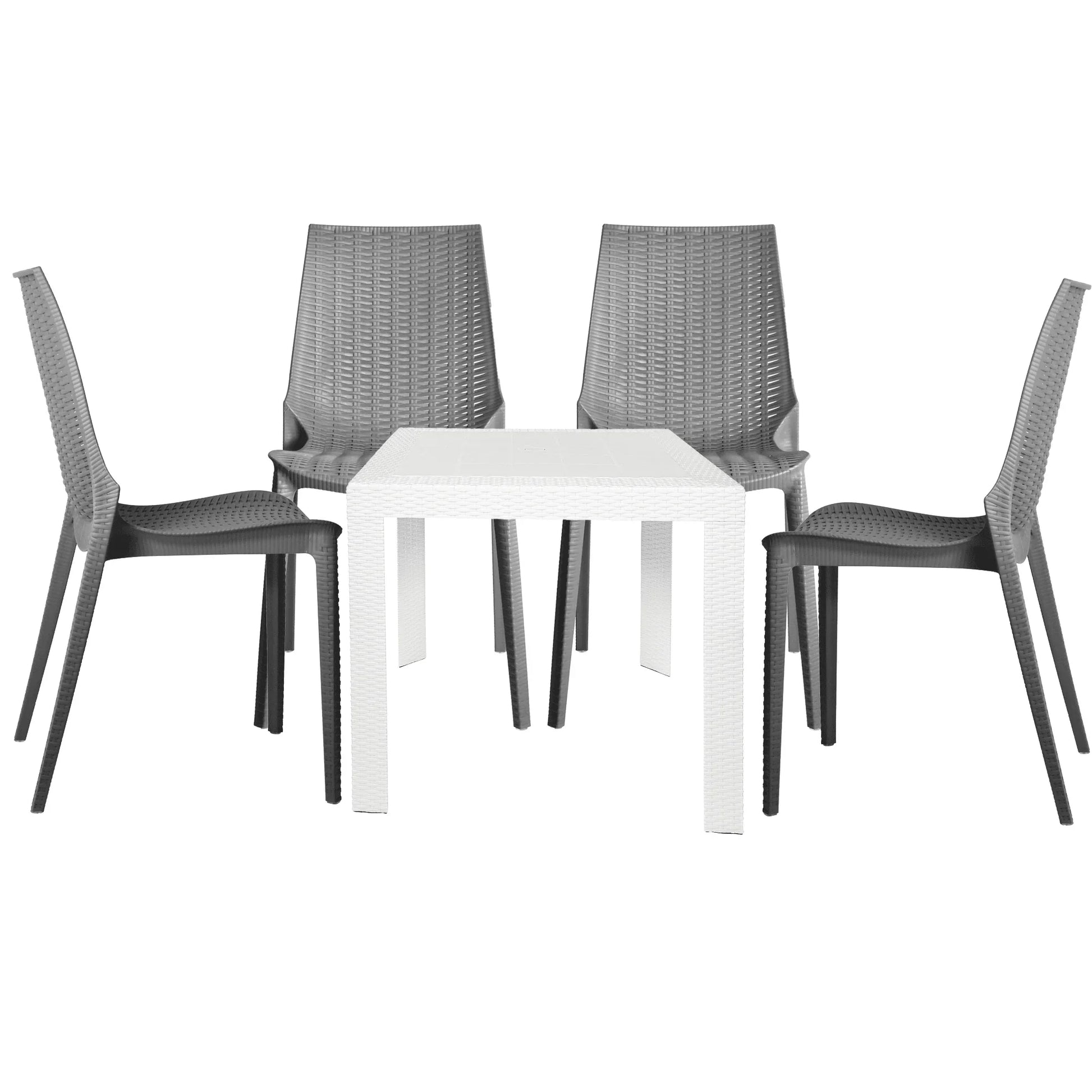 Kent Mid-Century Modern Weave Design 5-Piece Outdoor Patio Dining Set - Elax Furniture