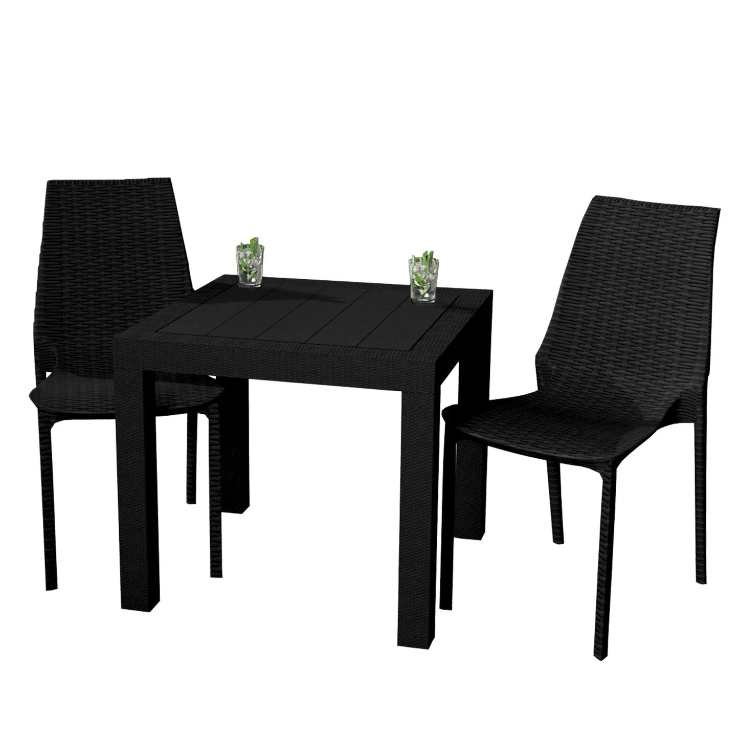 Kent Mid-Century Modern Weave Design 3-Piece Outdoor Patio Dining Set - Elax Furniture
