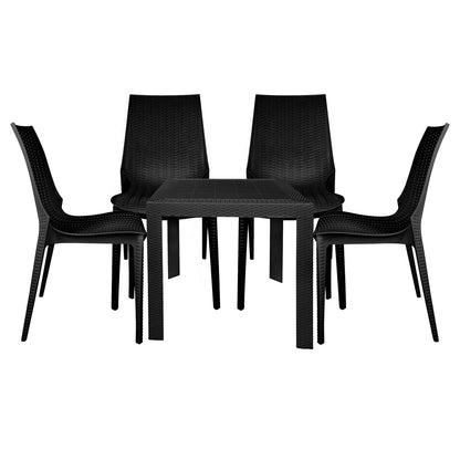 Kent Mid-Century Modern Weave Design 5-Piece Outdoor Patio Dining Set - Elax Furniture
