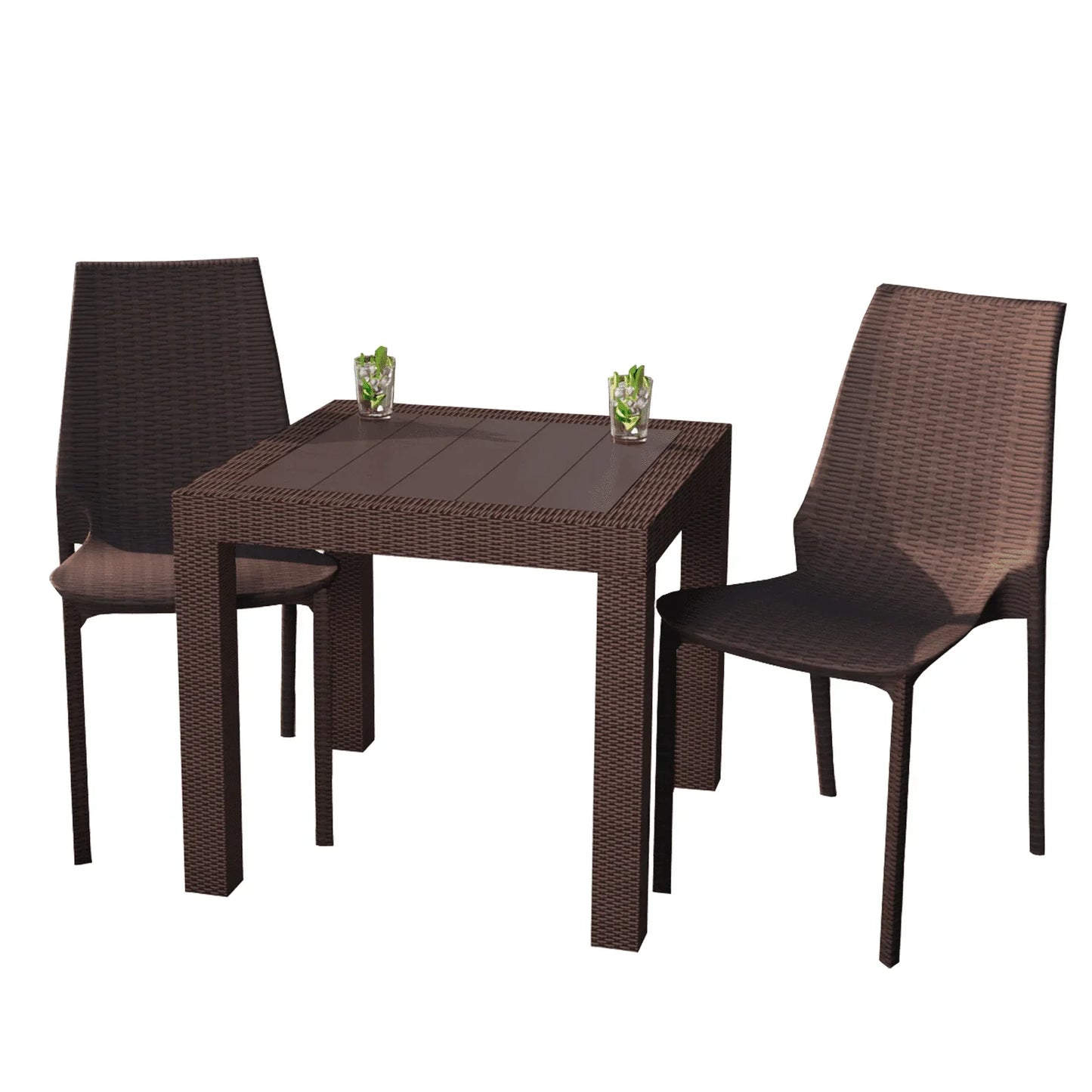 Kent Mid-Century Modern Weave Design 3-Piece Outdoor Patio Dining Set - Elax Furniture