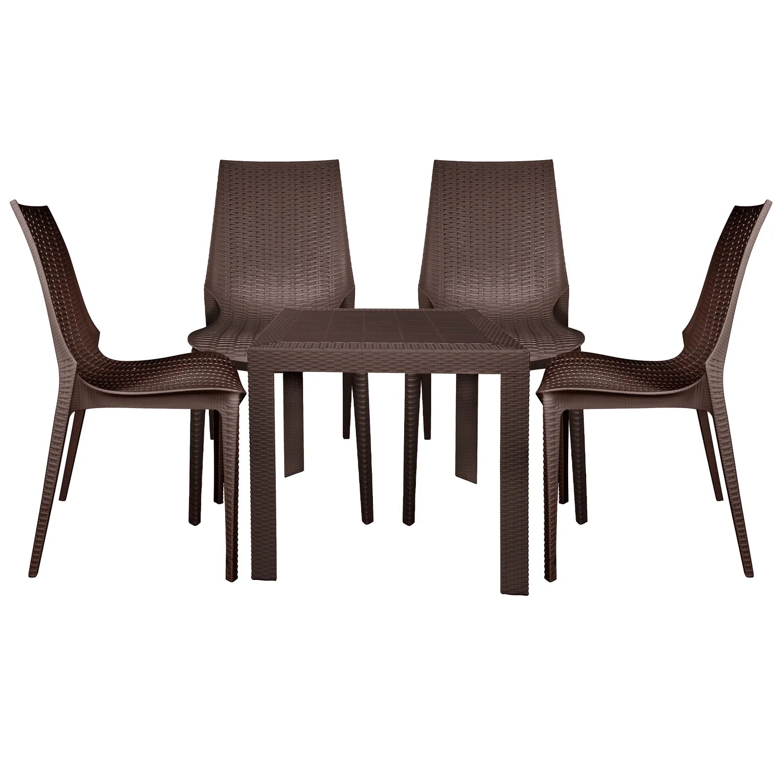 Kent Mid-Century Modern Weave Design 5-Piece Outdoor Patio Dining Set - Elax Furniture