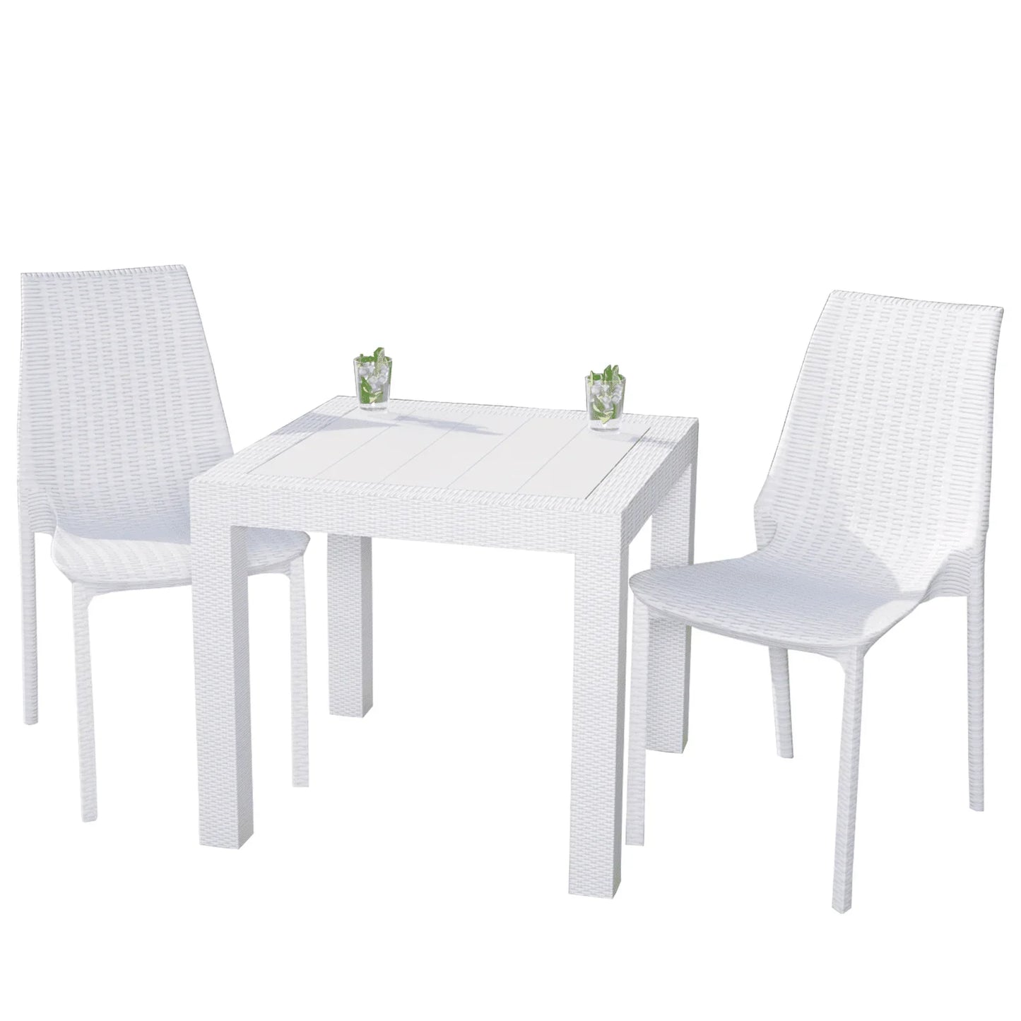 Kent Mid-Century Modern Weave Design 3-Piece Outdoor Patio Dining Set - Elax Furniture