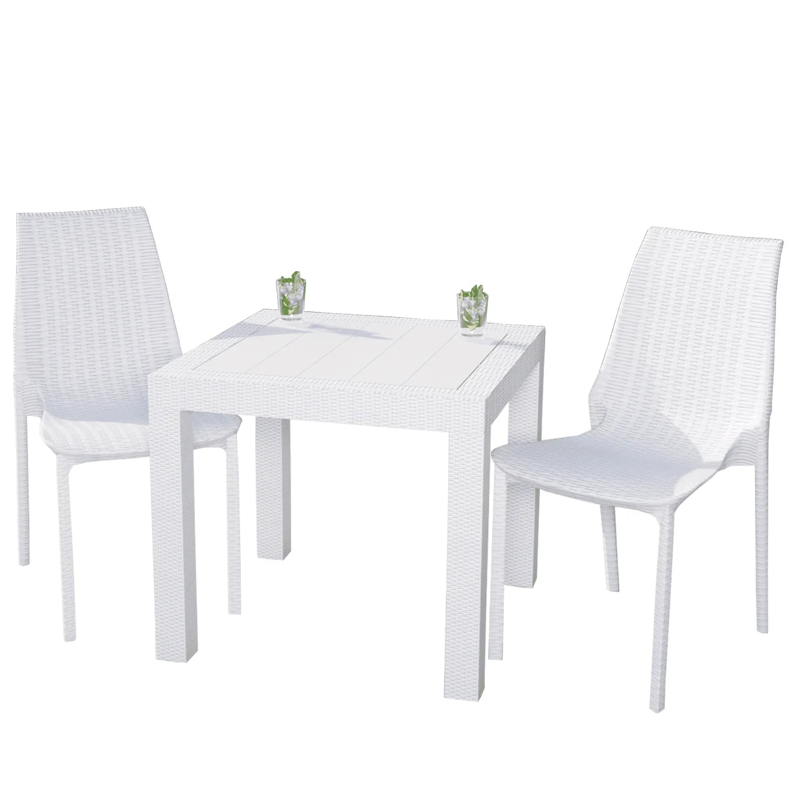 Kent Mid-Century Modern Weave Design 3-Piece Outdoor Patio Dining Set - Elax Furniture