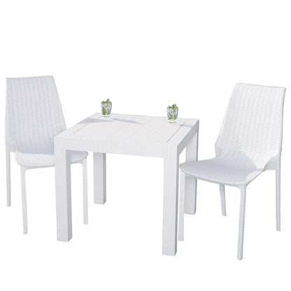 Kent Mid-Century Modern Weave Design 3-Piece Outdoor Patio Dining Set - Elax Furniture