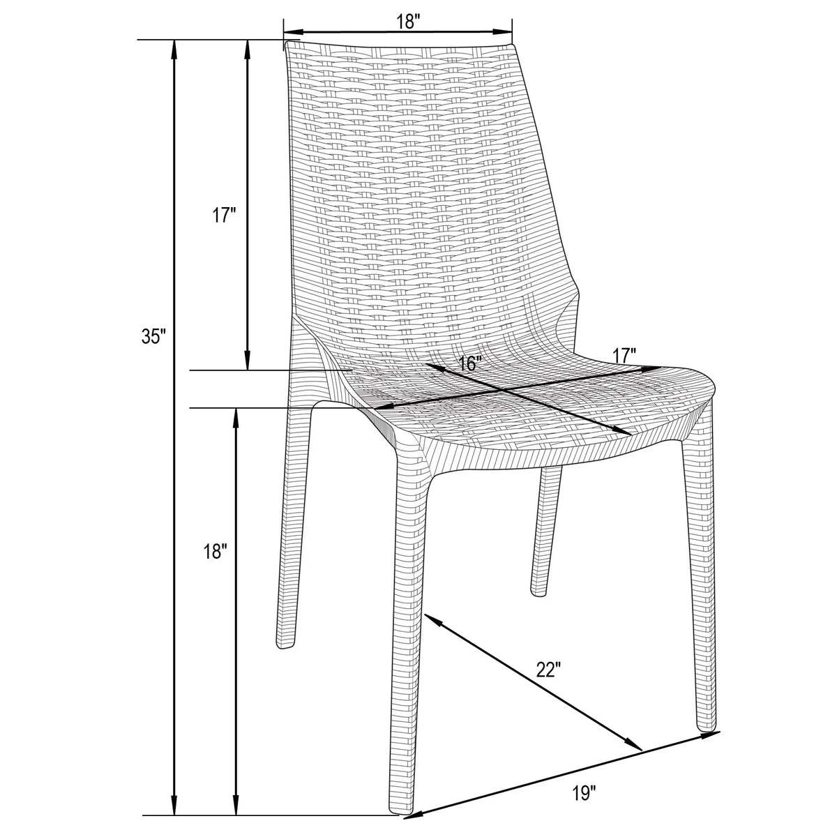 Kent Mid-Century Modern Weave Design 3-Piece Outdoor Patio Dining Set - Elax Furniture