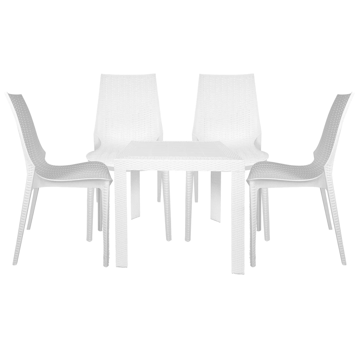 Kent Mid-Century Modern Weave Design 5-Piece Outdoor Patio Dining Set - Elax Furniture