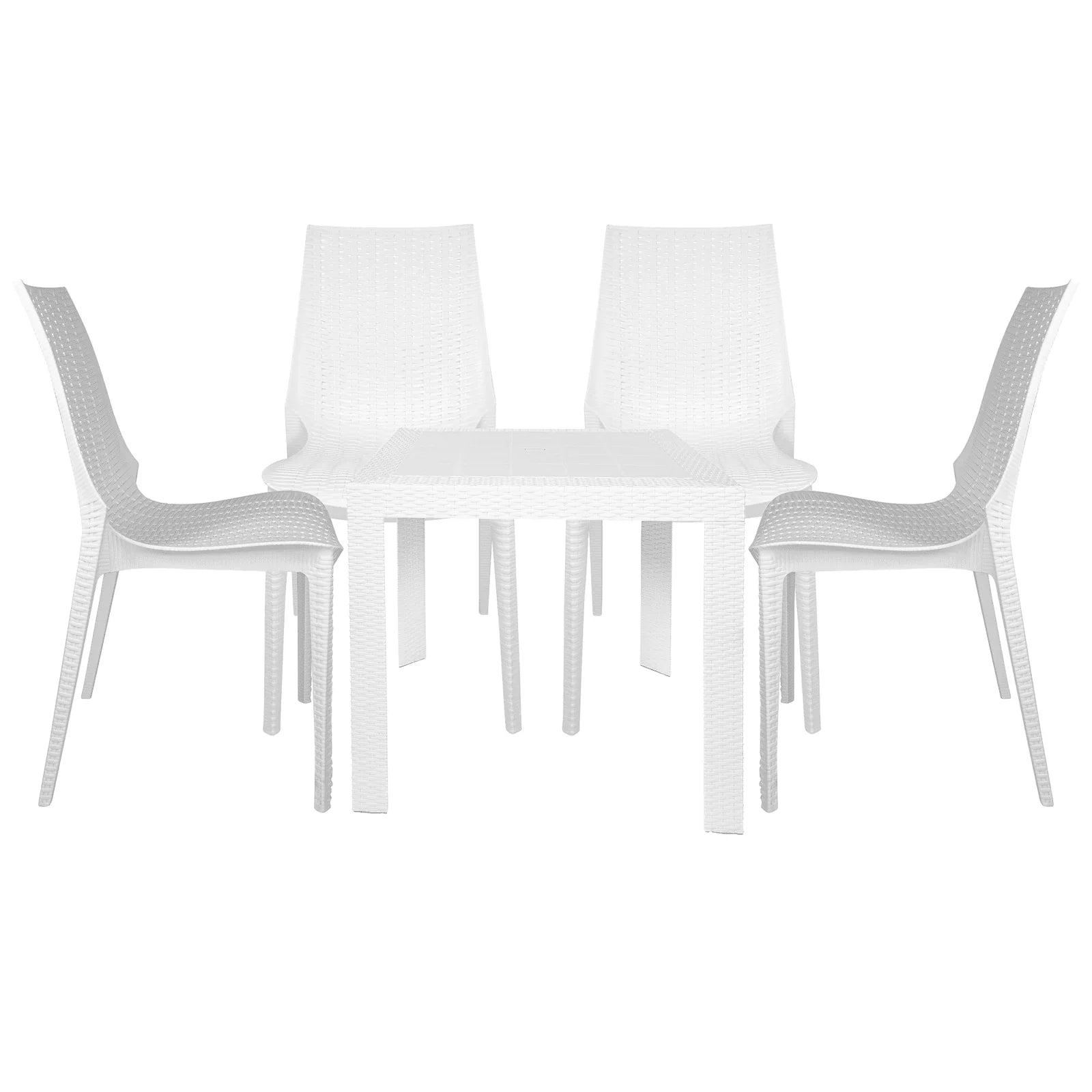 Kent Mid-Century Modern Weave Design 5-Piece Outdoor Patio Dining Set - Elax Furniture
