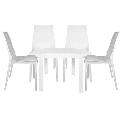 Kent Mid-Century Modern Weave Design 5-Piece Outdoor Patio Dining Set - Elax Furniture