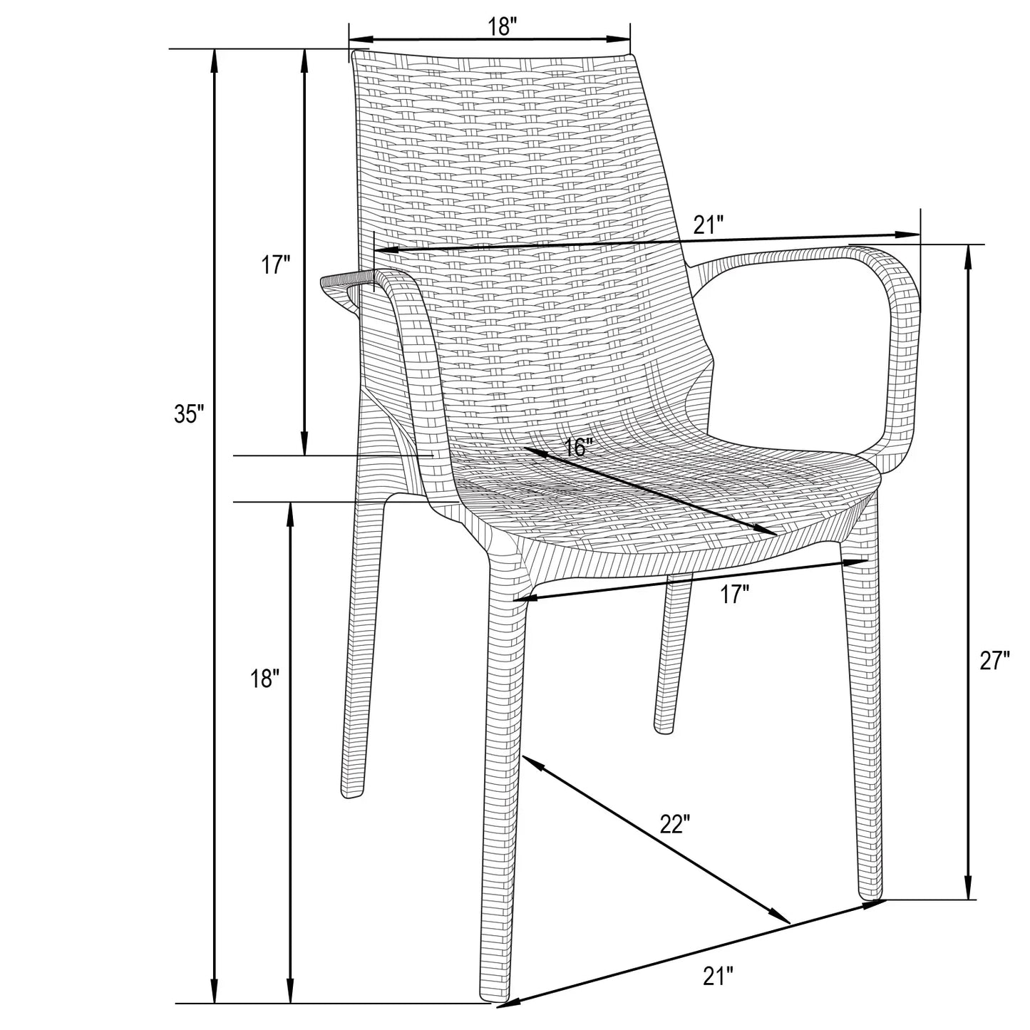 Kent Outdoor Dining Arm Chair - Elax Furniture