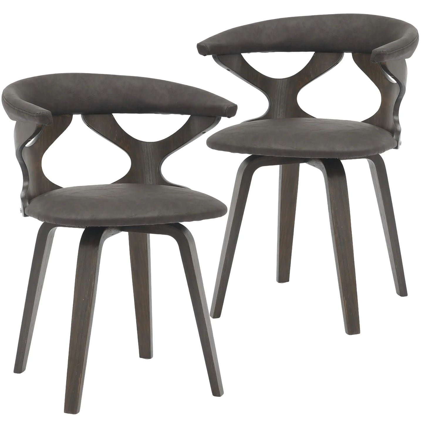 Klyne Leather Dining Chair with Poplar Wood Frame and Swivel Base Set of 2 - Elax Furniture