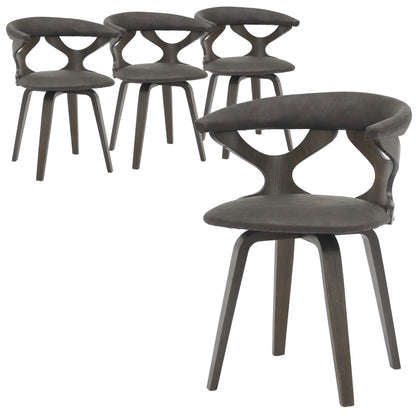 Klyne Leather Dining Chair with Poplar Wood Frame and Swivel Base Set of 4 - Elax Furniture