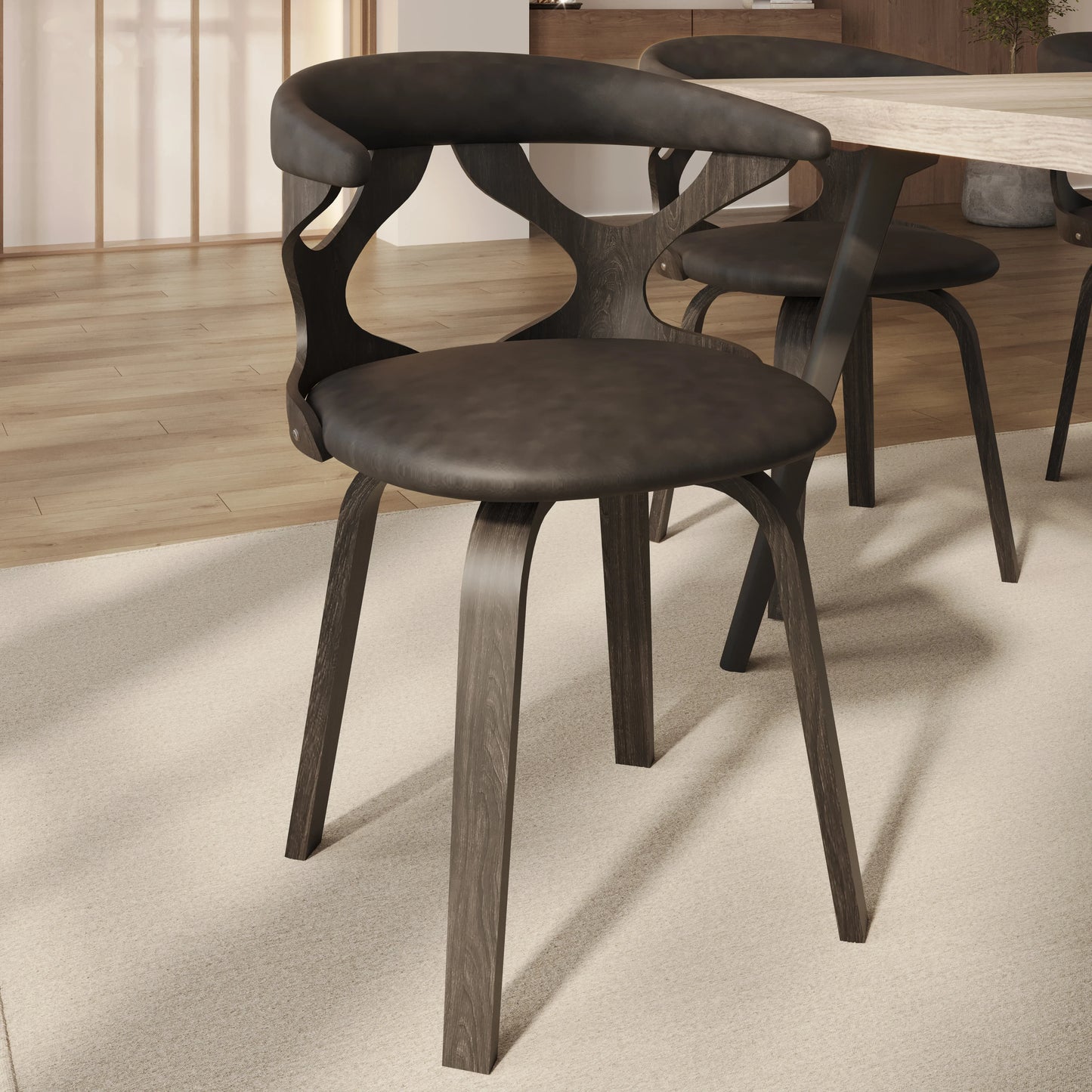 Klyne Modern Wooden Dining Chair With Walnut Color Frame - Elax Furniture