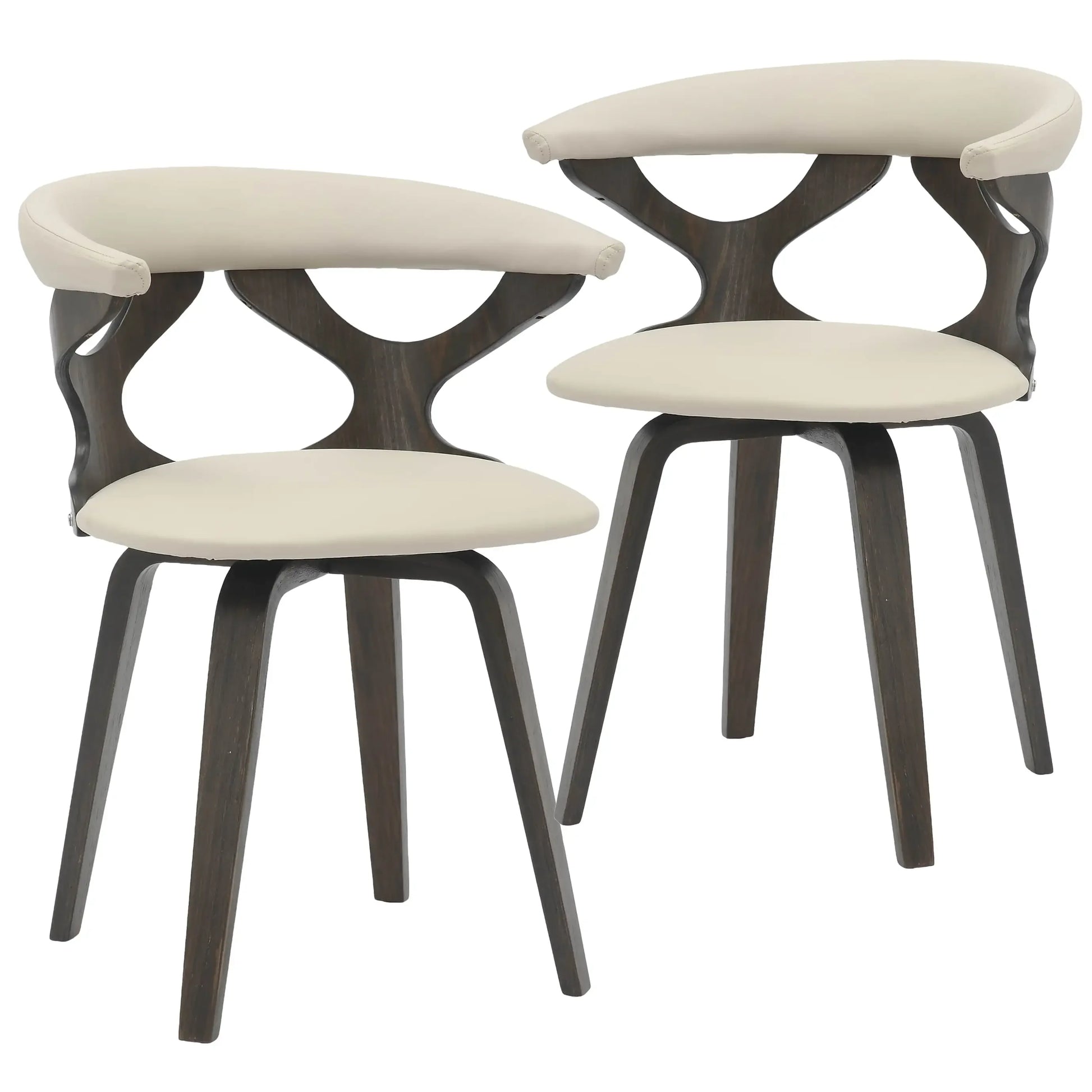 Klyne Leather Dining Chair with Poplar Wood Frame and Swivel Base Set of 2 - Elax Furniture