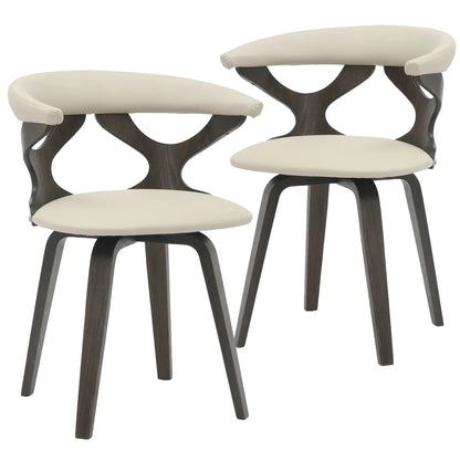 Klyne Leather Dining Chair with Poplar Wood Frame and Swivel Base Set of 2 - Elax Furniture