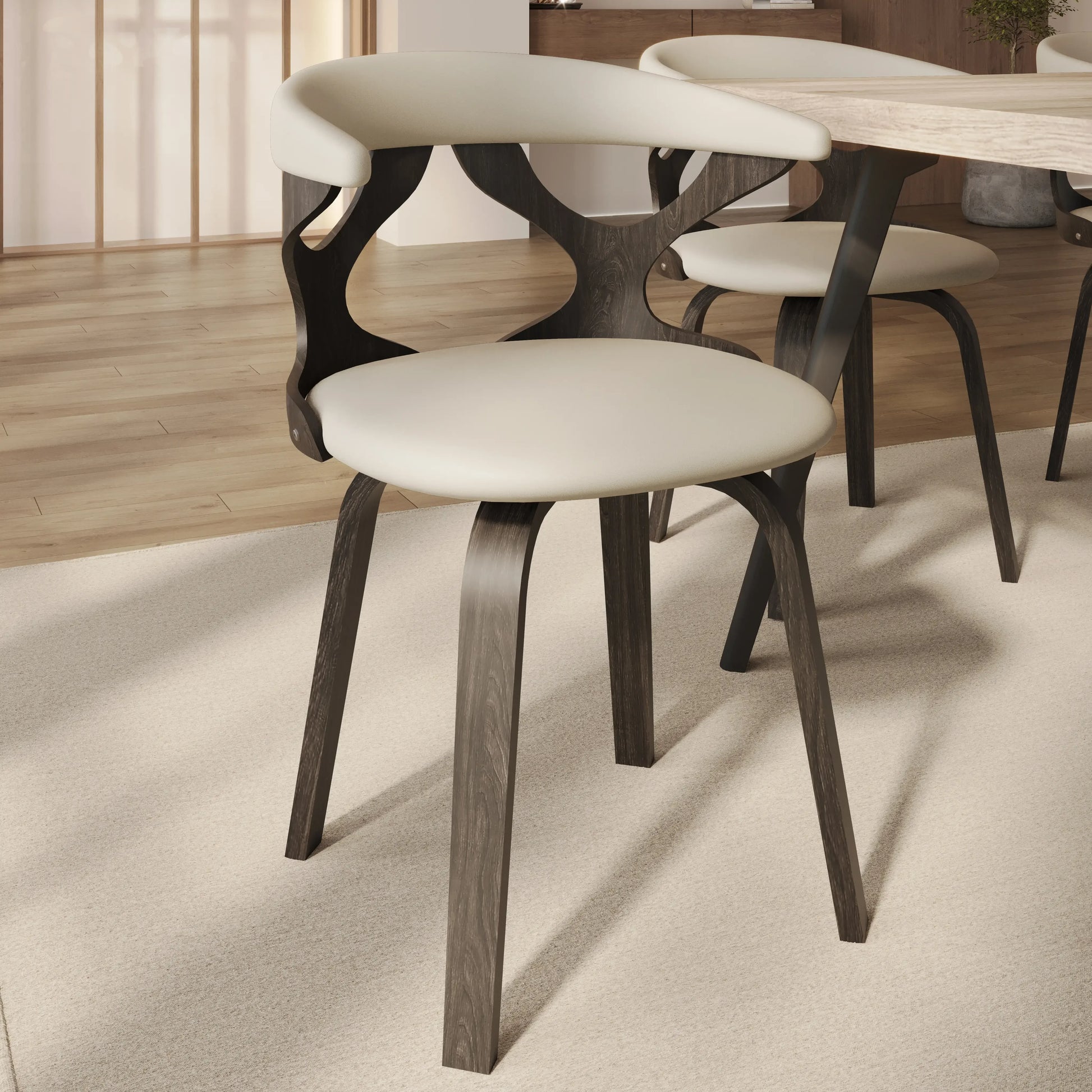 Klyne Leather Dining Chair with Poplar Wood Frame and Swivel Base Set of 2 - Elax Furniture