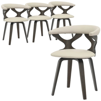 Klyne Leather Dining Chair with Poplar Wood Frame and Swivel Base Set of 4 - Elax Furniture