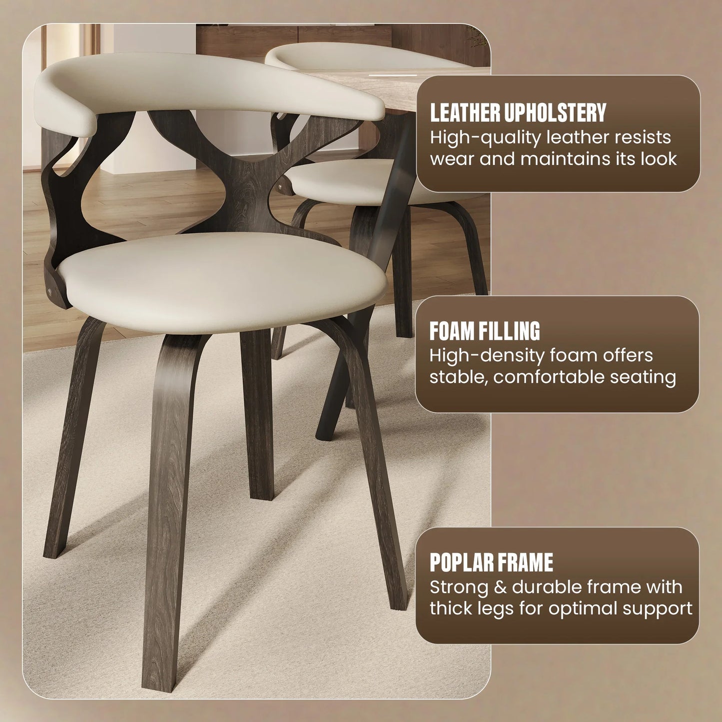 Klyne Modern Wooden Dining Chair With Walnut Color Frame - Elax Furniture