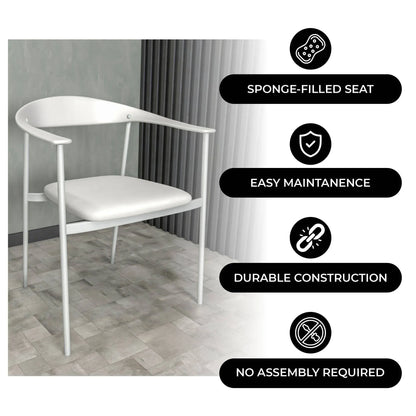 Kora Dining Chair Upholstered in Leather with Stainless Steel Frame and Legs - Elax Furniture