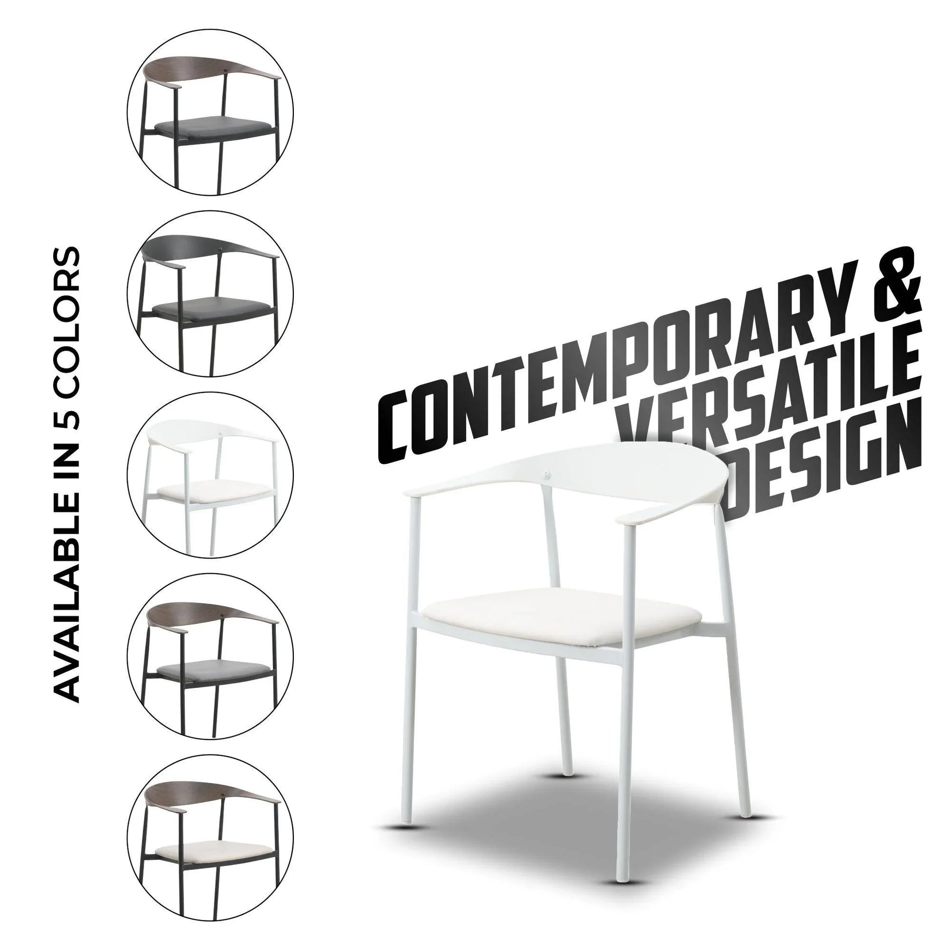 Kora Dining Chair Upholstered in Leather with Stainless Steel Frame and Legs - Elax Furniture