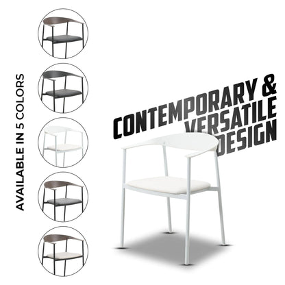 Kora Dining Chair Upholstered in Leather with Stainless Steel Frame and Legs - Elax Furniture