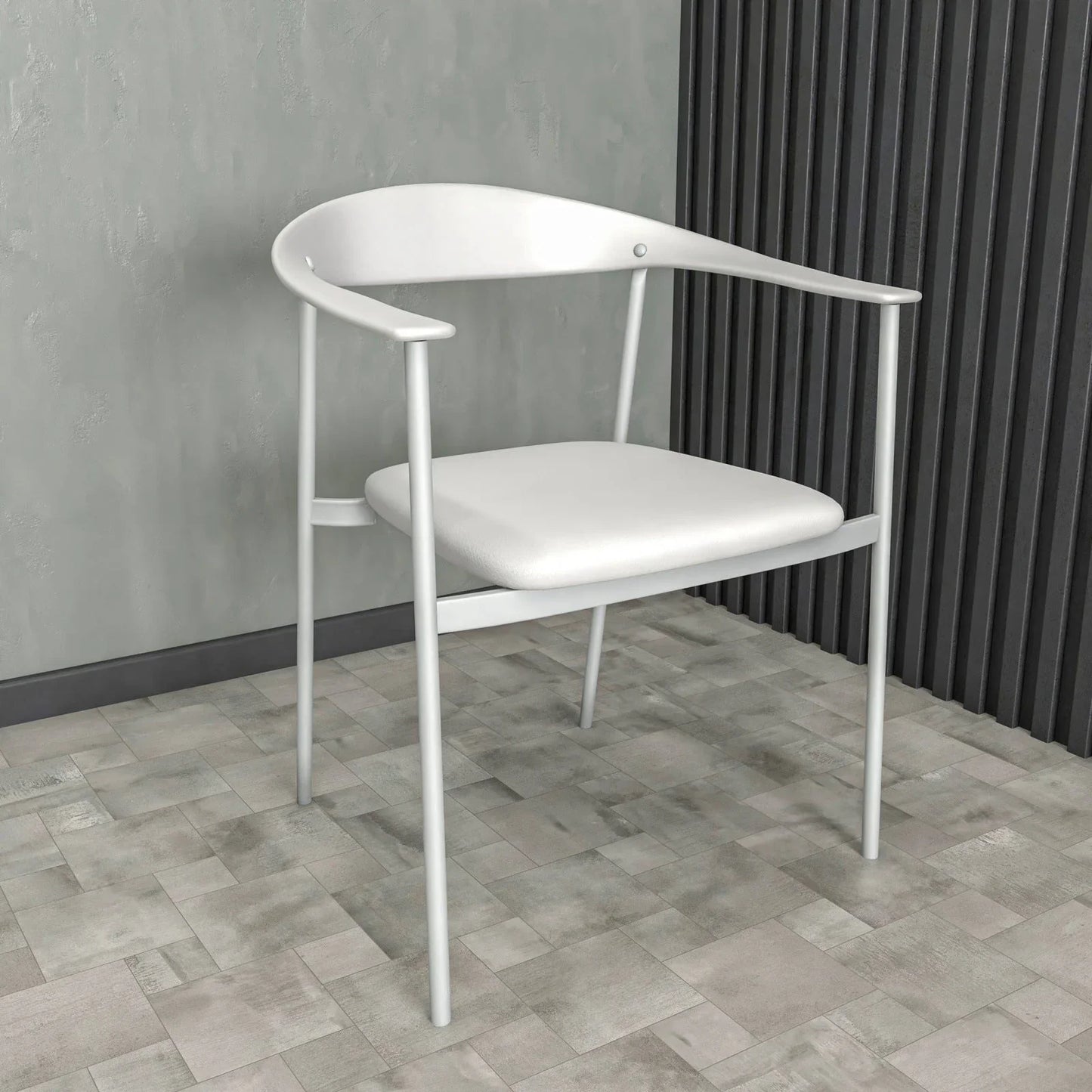 Kora Dining Chair Upholstered in Leather with Stainless Steel Frame and Legs - Elax Furniture